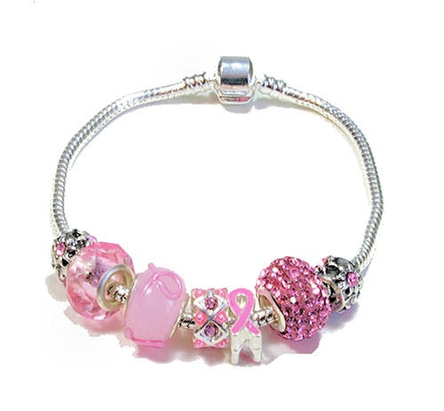 Pink Ribbon Bead Bracelet