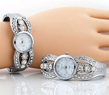 White Face Rhinestone Watch