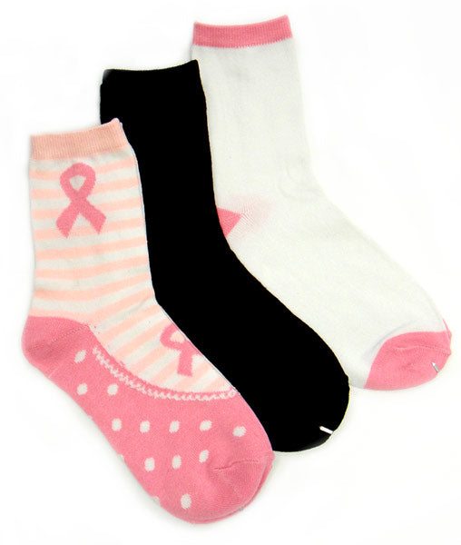 Breast Cancer Awareness 3 Pack Socks -Style 03