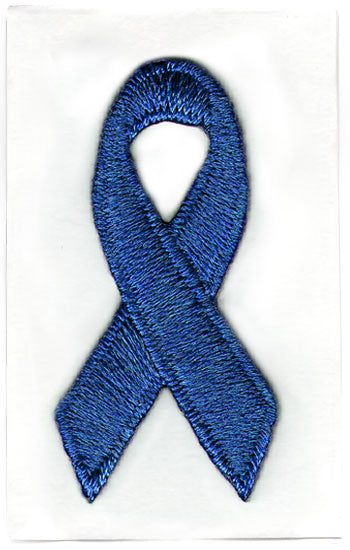 Dark blue ribbon awareness. Symbolic concept of concern awareness campaign  to help people living W/ the disease is cancer of the rectum. Dark blue  ribbon isolated on white background. Stock Photo by ©
