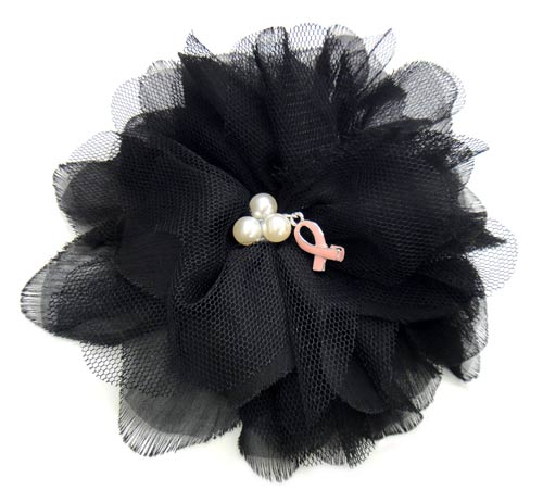 Breast Cancer Awareness Pink Ribbon Flower Fashion Hair Clip & Pin