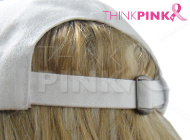 Pink Ribbon Crystal Hat - White
