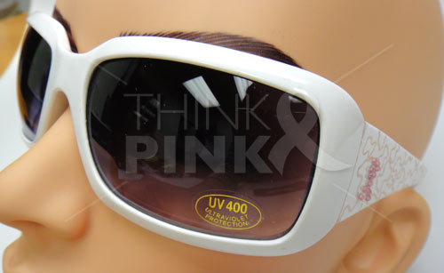 Pink Ribbon Sunglasses - Rectangular White