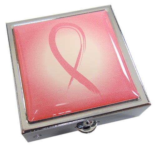 Breast Cancer Pink Ribbon Pill Box -Pink Ribbon