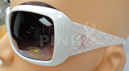 Pink Ribbon Sunglasses - Rectangular White