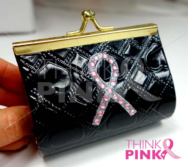 Pink Ribbon Black Coin Purse
