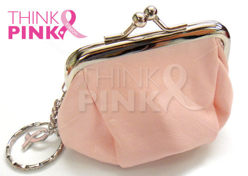 Breast Cancer Pink Coin Purse with Key Chain