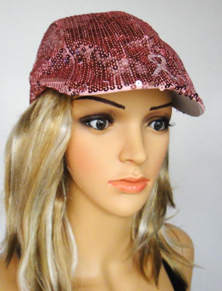Pink Sequin Lady Diva Ivy Hat with Pink Ribbon