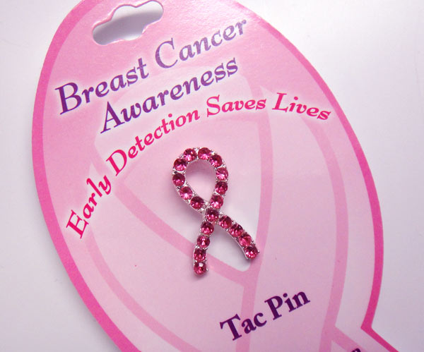 Cz Pink Ribbon Pin