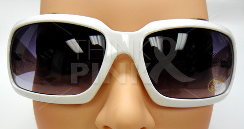 Pink Ribbon Sunglasses - Rectangular White