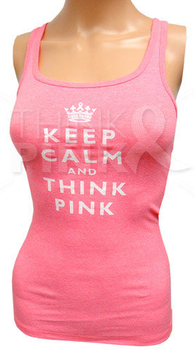 Keep Calm and Think Pink Tank Top -Neon Pink