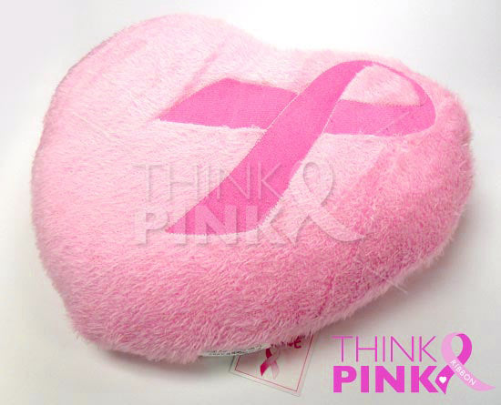 Pink Ribbon Heart Pillow
