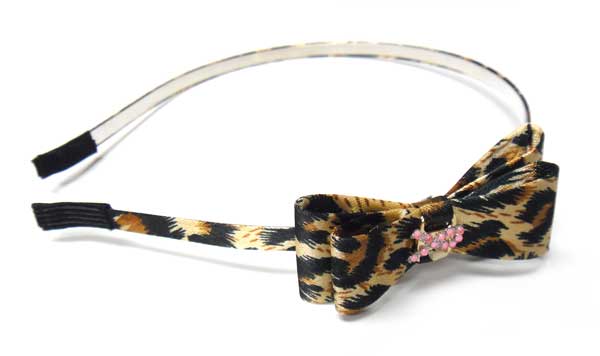 Breast Cancer Pink Ribbon Headband-Gold Leopard