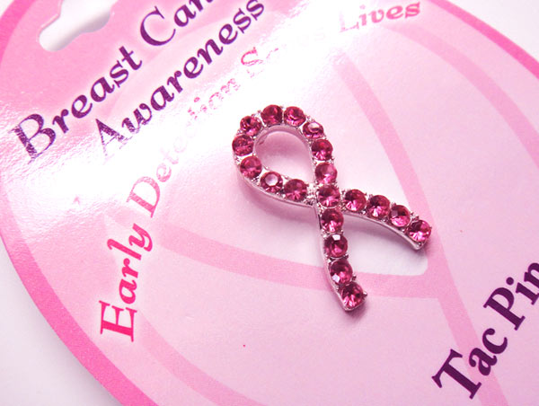 Cz Pink Ribbon Pin