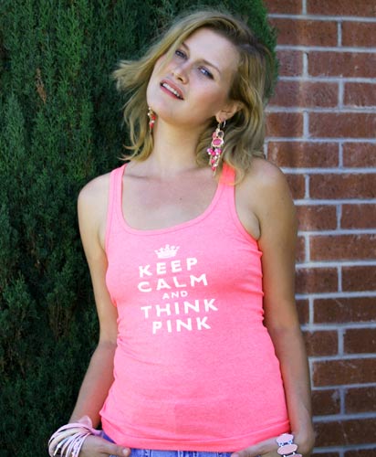 Keep Calm and Think Pink Tank Top -Neon Pink