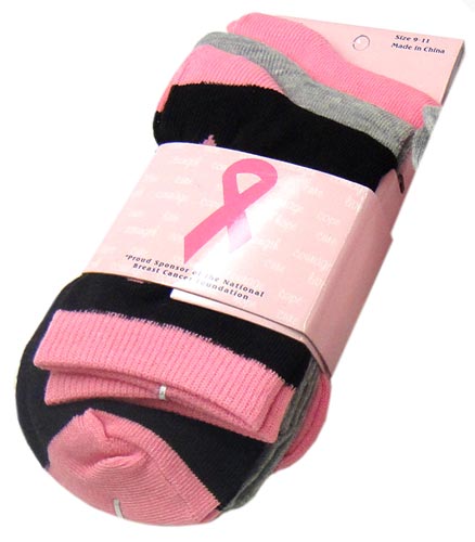 Breast Cancer Awareness 3 Pack Socks -Style 05