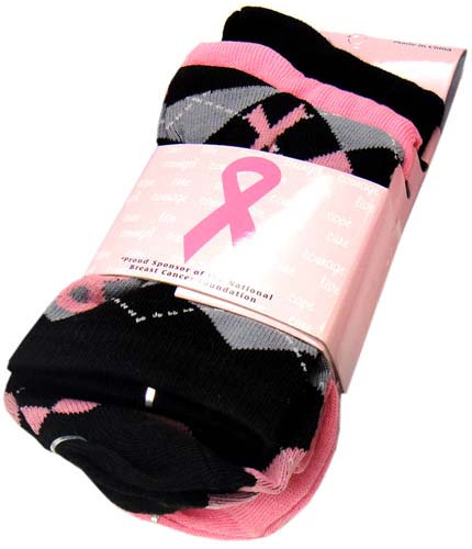 Breast Cancer Awareness 3 Pack Socks -Style 06