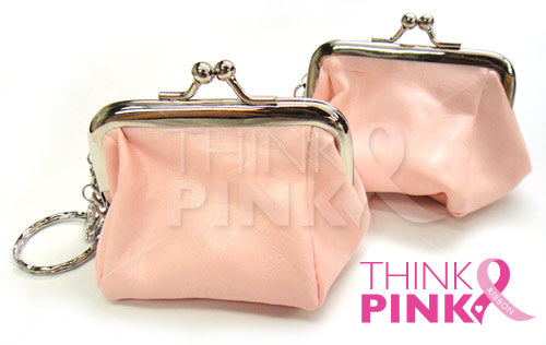 Breast Cancer Pink Coin Purse with Key Chain