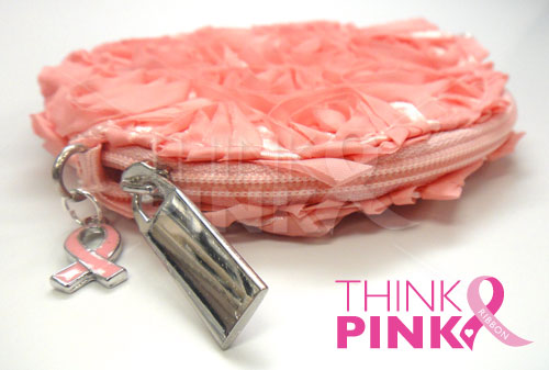 Breast Cancer Rose Pink Coin-Cosmetic Purse