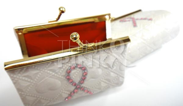 Pink Ribbon White Coin Purse