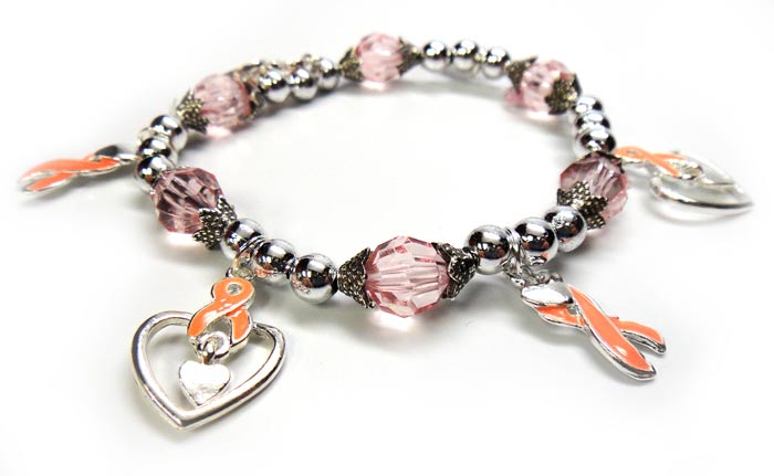 Pink Ribbon Heart Charm Bracelet - Find A Cure