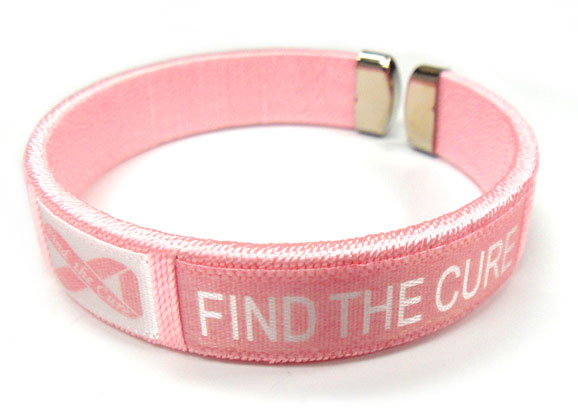 Breast Cancer "Find The Cure" Pink Band Bangle Bracelet