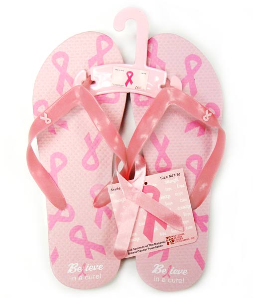 Pink Ribbon Flip Flops - Pink & Lg Ribbons