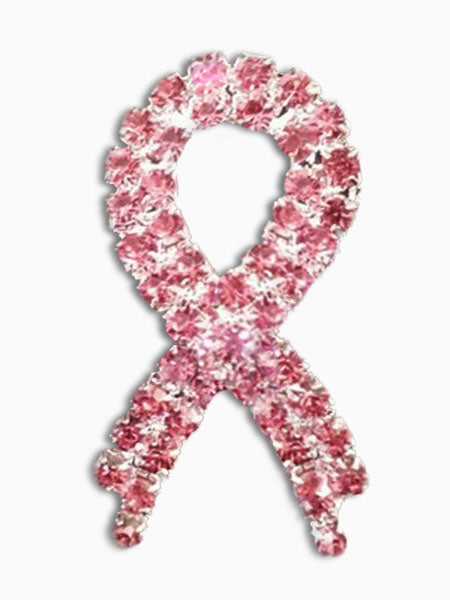 Pink Ribbon Rhinestone Brooch Pin