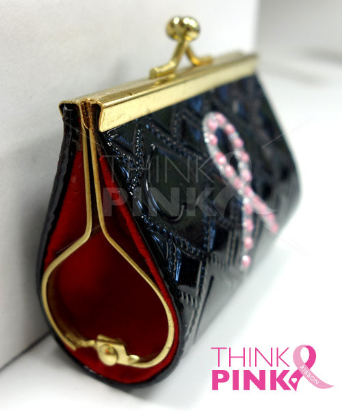 Pink Ribbon Black Coin Purse