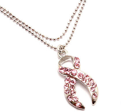 Pink Ribbon Anklet With Crystal Studded Charm