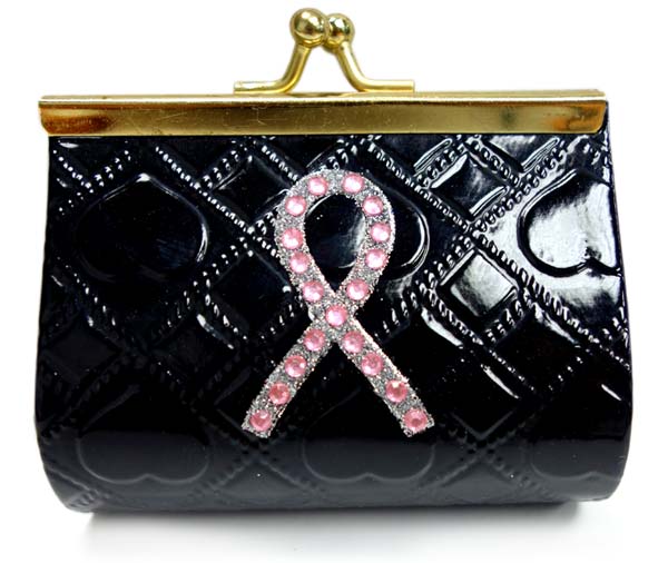 Pink Ribbon Black Coin Purse