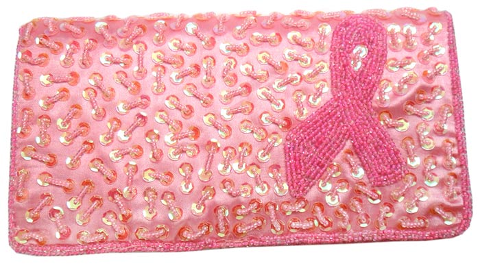 Breast Cancer Pink Ribbon Evening Bag - Beads Design