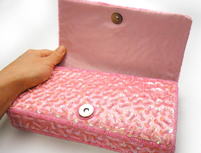Breast Cancer Pink Ribbon Evening Bag - Beads Design