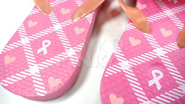 Pink Ribbon Flip Flops - Think Pink Hearts