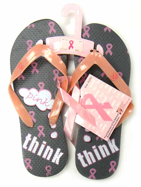 Pink Ribbon Flip Flops - Think Pink