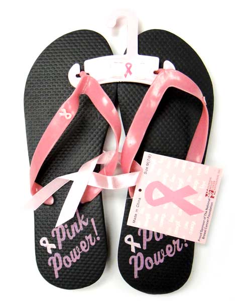 Pink Ribbon Flip Flops - Pink Power