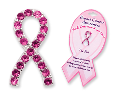 Cz Pink Ribbon Pin