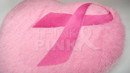 Pink Ribbon Heart Pillow