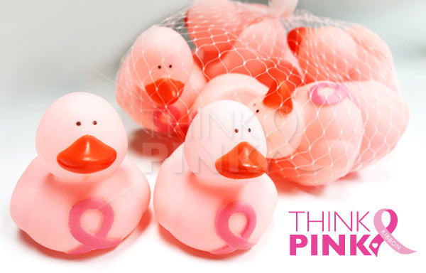 Light Pink Ribbon Squeaking Bath Ducks 1 Dz (12 pcs)