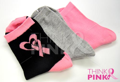 Breast Cancer Awareness 3 Pack Socks -Style 05