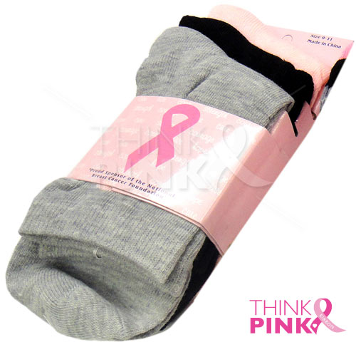 Breast Cancer Awareness 3 Pack Socks -Style 03