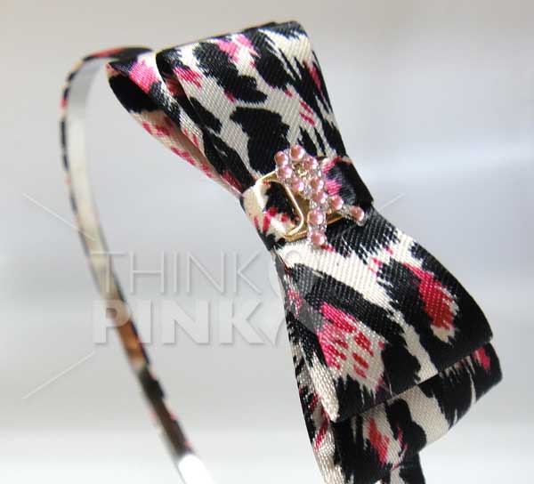 Breast Cancer Pink Ribbon Headband-Pink Leopard