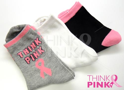 Breast Cancer Awareness 3 Pack Socks -Style 08
