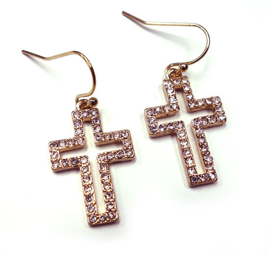 Pink Ribbon Cross Earring