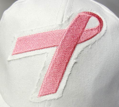 Pink Ribbon White Cap - Breast Cancer Awareness