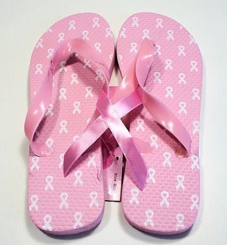 Pink Ribbon Flip Flops - Pink