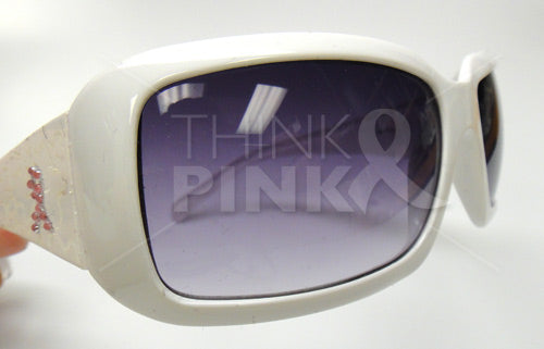 Pink Ribbon Sunglasses - Rectangular White
