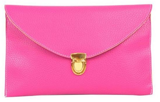 Hot Pink Carryall Envelope Clutch Bag