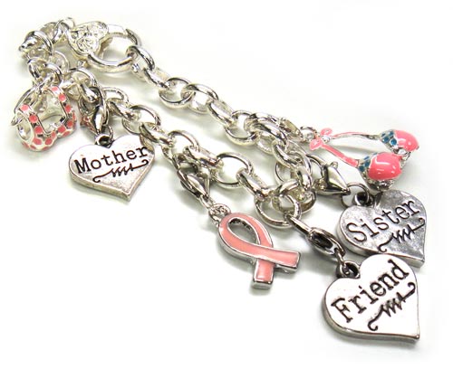 Breast cancer hot sale charm bracelet