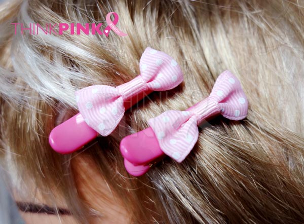 Pink Ribbon Bow Snap Hair Clip